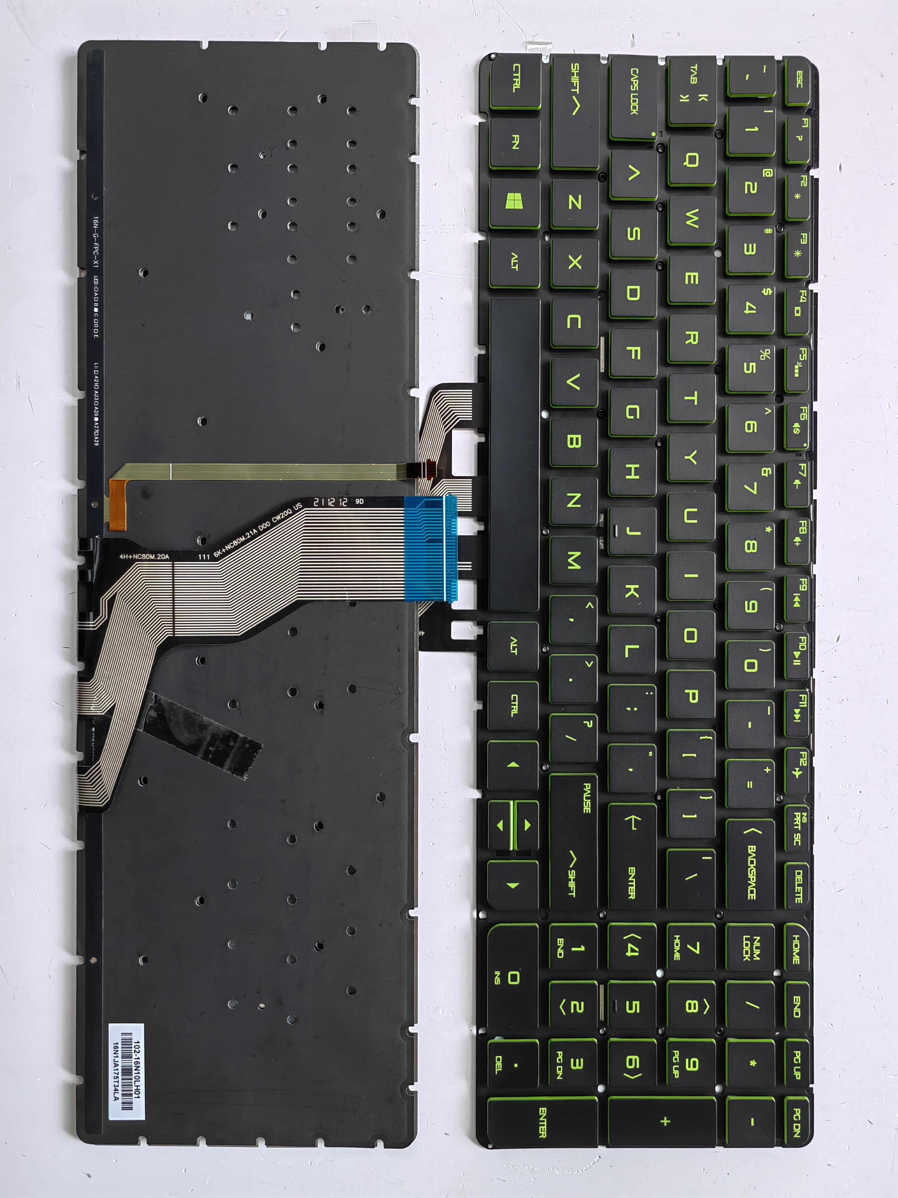 Picture of New Replacement Laptop Keyboard For HP 15-AB/15-BC BLACK Backlit,Green Printing,Green Side (OEM) US Layout